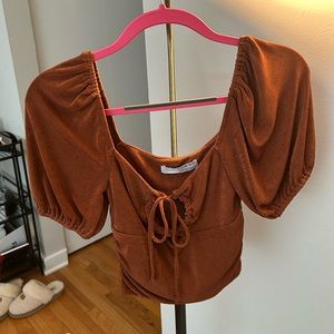 Rust Puff Sleeve Top